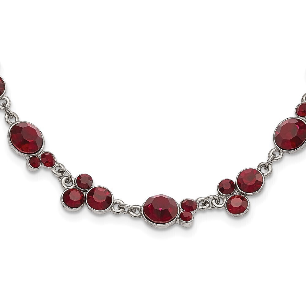 1928 Silver-tone Red Epoxy Faceted Stone 16 inch Necklace with 3 inch extension